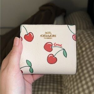 Coach Beige Wallet with Cherry Design